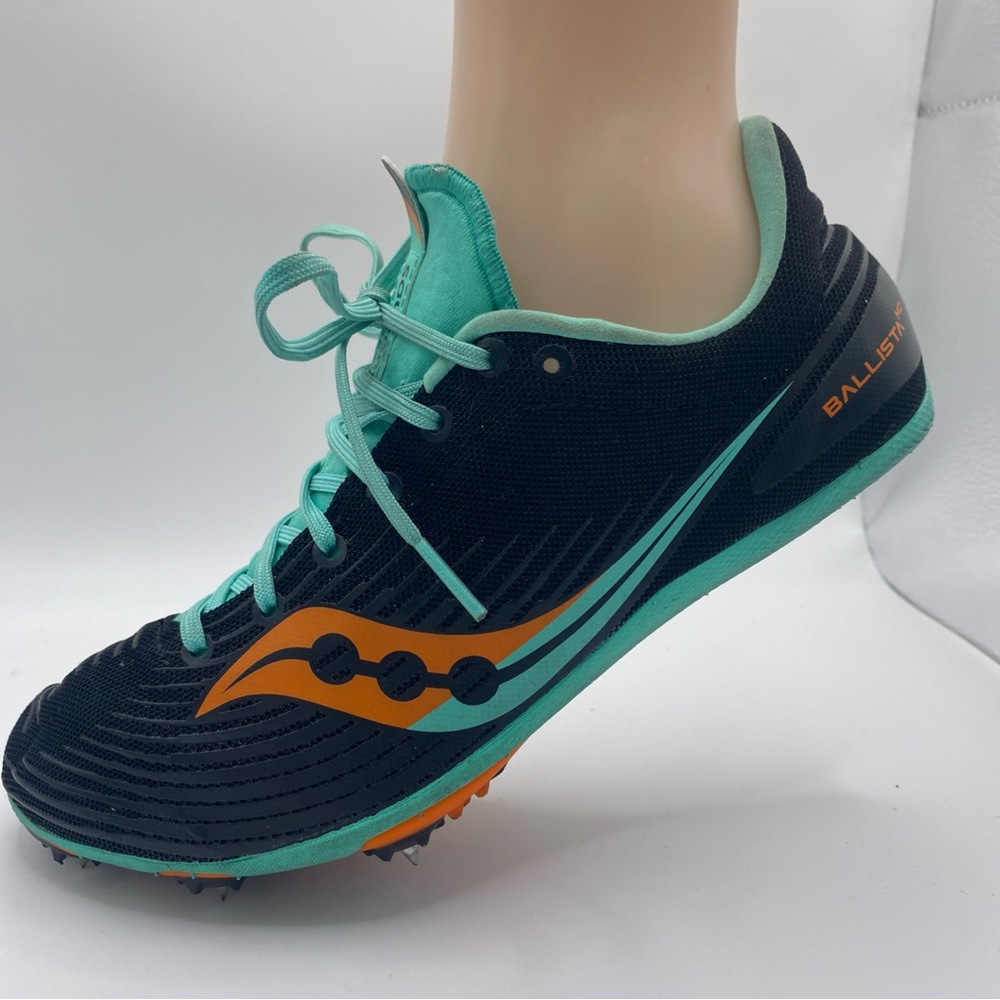 Saucony Women's Black and Teal Athletic Shoes spikes
